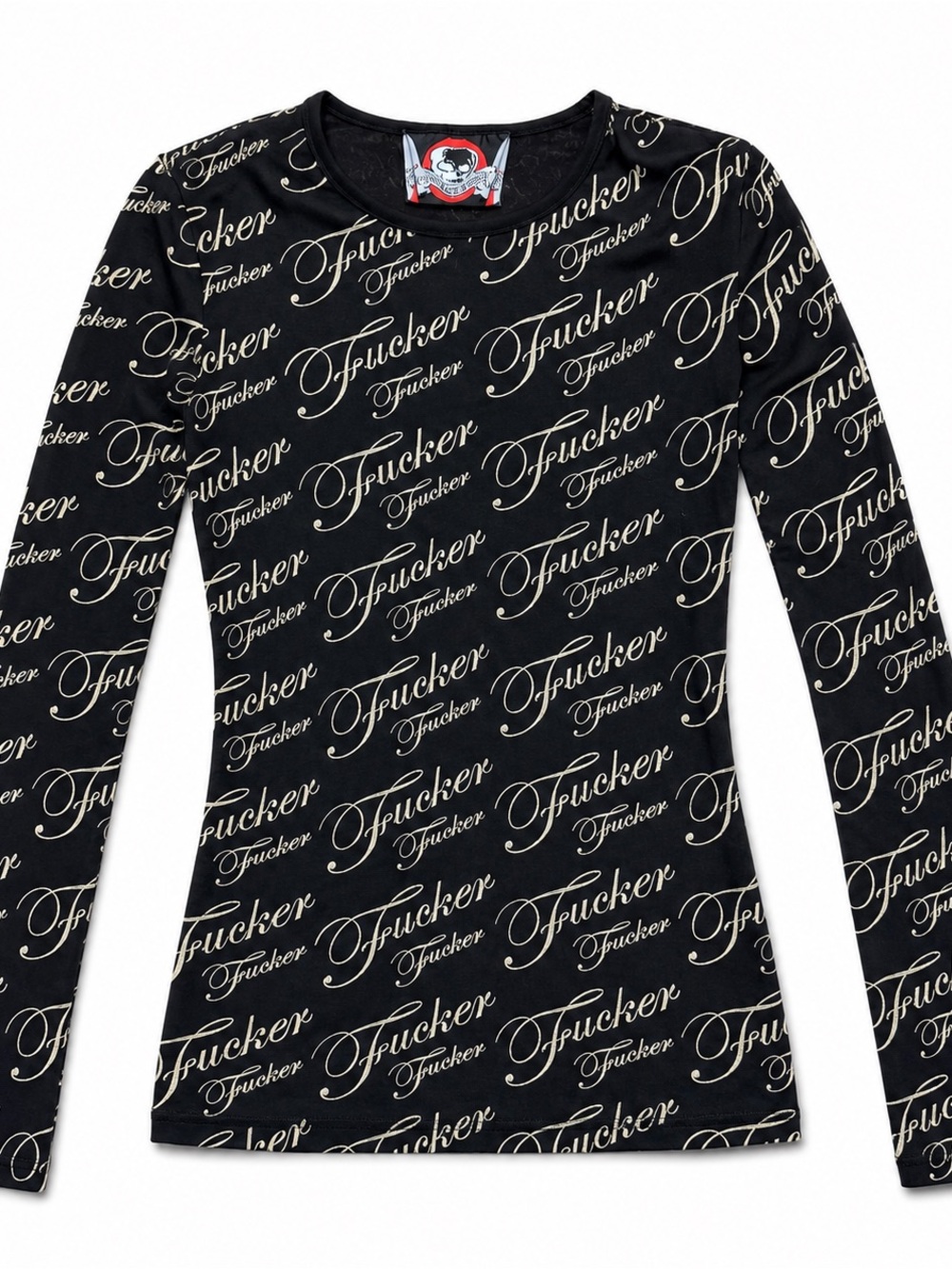 Lip Service Black Long Sleeve Script Logo Tee